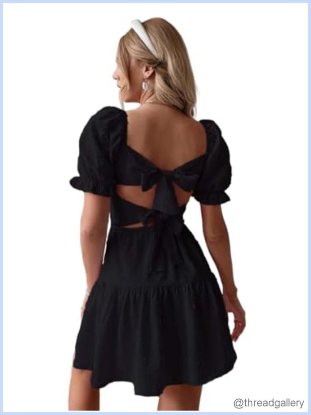 Swiss Dot Mini Dress Tie Backless Ruffle Hem Flowy Summer